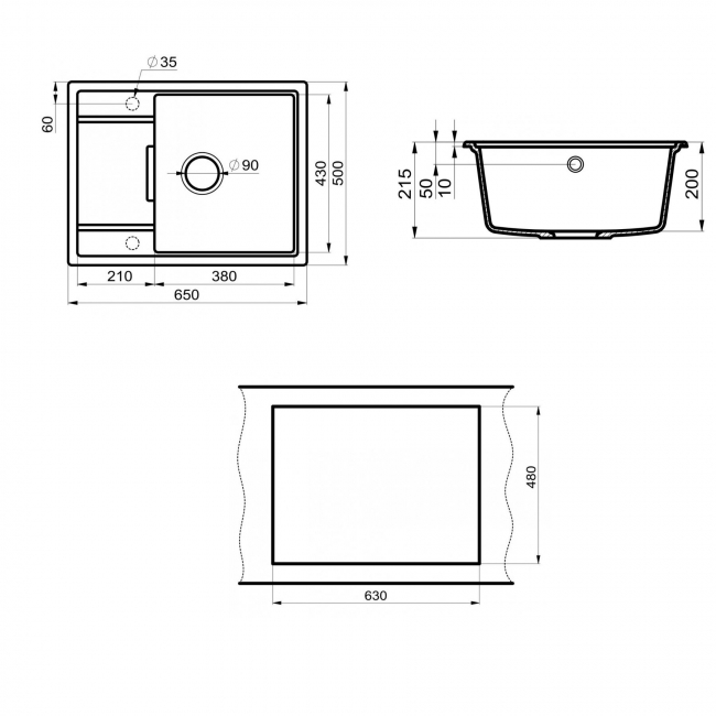 Мойка кухонная Point Стил 65 PN3009BG, светло-бежевый Мойка кухонная Point Стил 65 PN3009BG, светло-бежевый