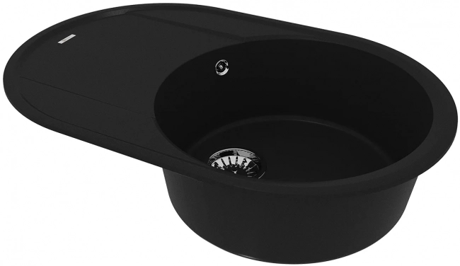 Мойка кухонная Lemark Lacha 760 (9910055) врезная овальная с крылом, антрацит Мойка кухонная Lemark Lacha 760 (9910055) врезная овальная с крылом, антрацит