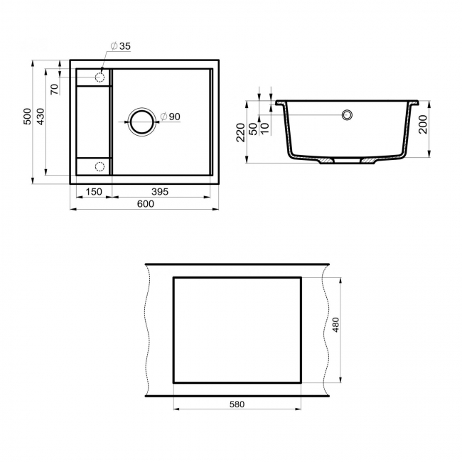 Мойка кухонная Point Римо 60 PN3010AL, серый Мойка кухонная Point Римо 60 PN3010AL, серый