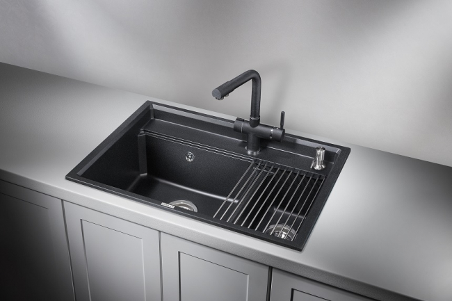 Кухонная мойка Granula KS-7302, ЧЁРНЫЙ, кварц