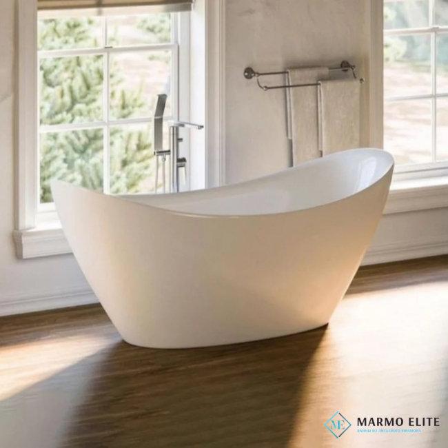 Отдельностоящая ванна Marmo Elite Оттава L 169x76 см, щелевой слив, белый матовый Отдельностоящая ванна Marmo Elite Оттава L 169x76 см, щелевой слив, белый матовый