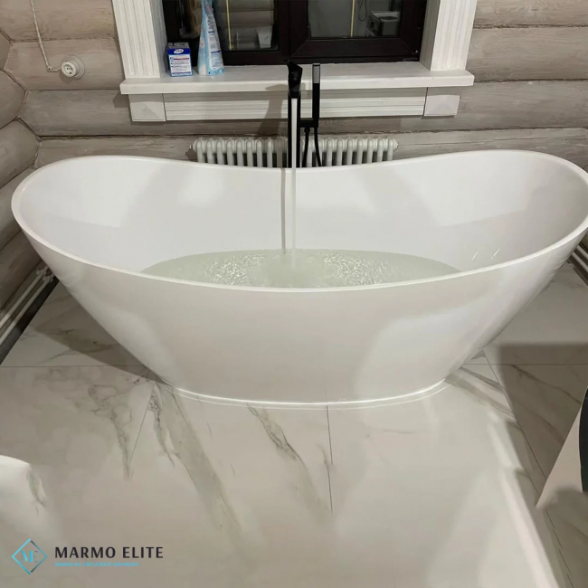Отдельностоящая ванна Marmo Elite Оттава L 169x76 см, щелевой слив, белый матовый Отдельностоящая ванна Marmo Elite Оттава L 169x76 см, щелевой слив, белый матовый