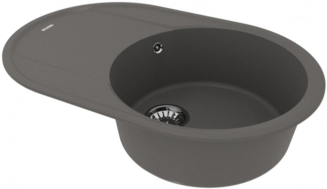 Мойка кухонная Lemark Lacha 760 (9910059) врезная овальная с крылом, серый шелк Мойка кухонная Lemark Lacha 760 (9910059) врезная овальная с крылом, серый шелк