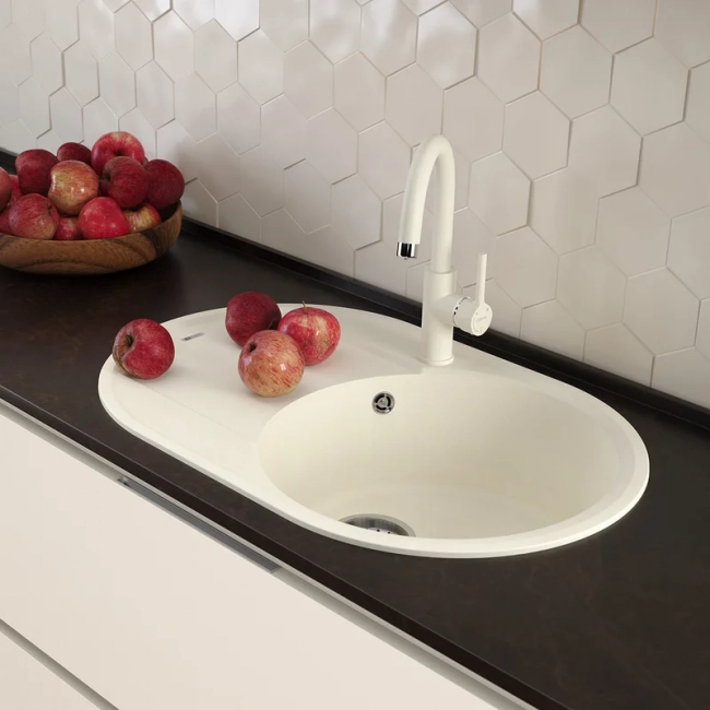 Мойка кухонная Lemark Lacha 760 (9910058) врезная овальная с крылом, жасмин Мойка кухонная Lemark Lacha 760 (9910058) врезная овальная с крылом, жасмин