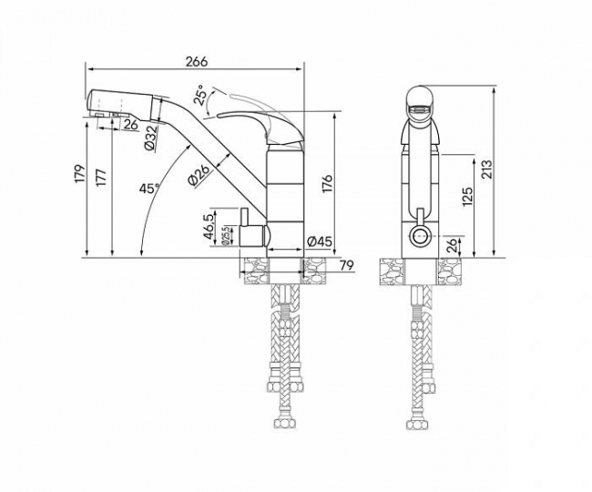Смеситель для кухни Paulmark Basis Hessen He213017-402, серый металлик