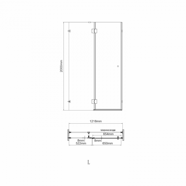 Душевой уголок  Wasserkraft  Paar 88H10L-TXG (1200*1000), стекло текстурное, фурнитура розовое золото 