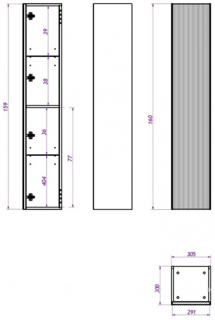 Шкаф-пенал La Fenice Cubo Blu grigio 30 см, синий матовый Шкаф-пенал La Fenice Cubo Blu grigio 30 см, синий матовый