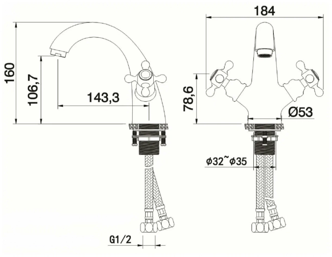 Смеситель для раковины Kern 1033, золото
