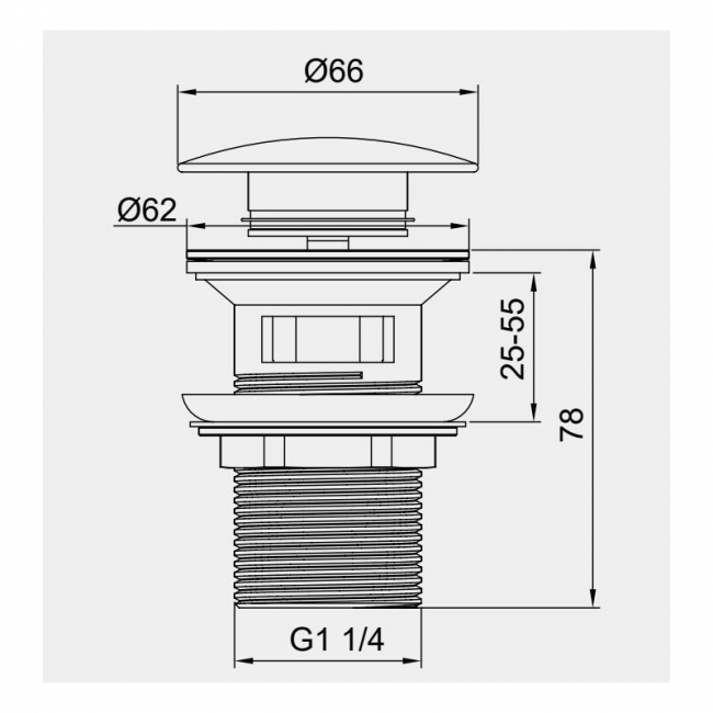 Донный клапан Panta PT-SS01-MB, матовый черный 