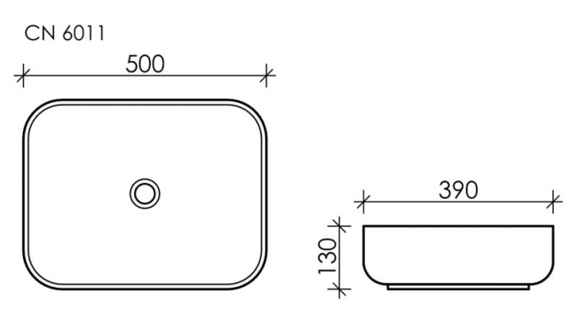 Раковина накладная Ceramicanova Element CN6011 прямоугольная 500*390*130мм (белая)  