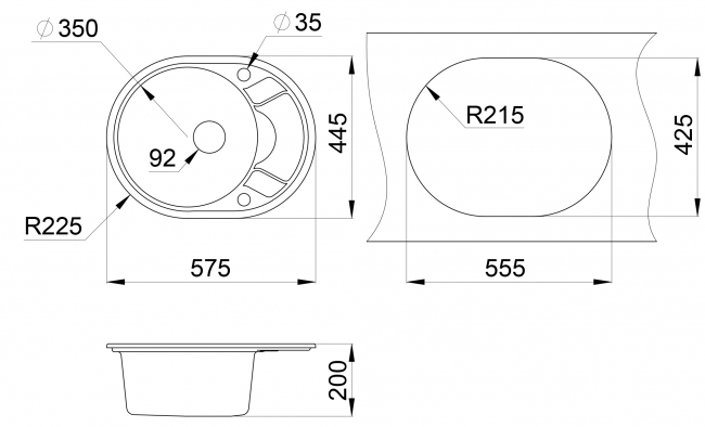 Кухонная мойка Granula 5802, графит, кварц Кухонная мойка Granula 5802, графит, кварц