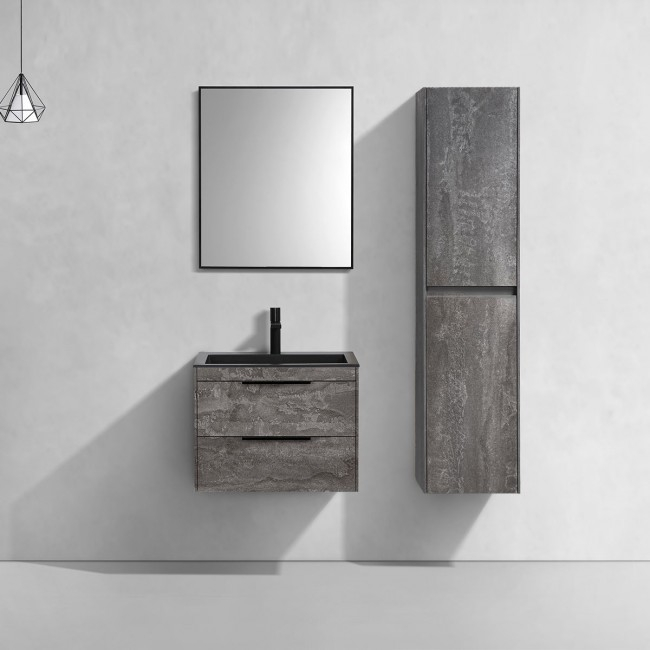  База под раковину Vincea Chiara 2D 600 VMC-2C2600GS подвесная, 2 выкатных ящика soft-close, серый камень G.Stone