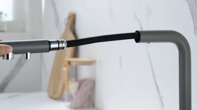 Смеситель для кухни Paulmark Serpentine Basis  Se213222-GRM, серый металлик