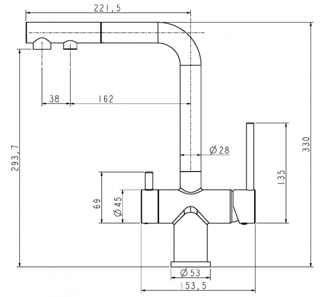 Смеситель для кухни Paulmark Serpentine Basis  Se213222-GRM, серый металлик