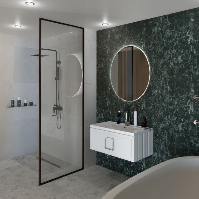 Комплект (тумба+раковина) La Fenice Cubo RUVANN VERY 100 см, белая матовая Комплект (тумба+раковина) La Fenice Cubo RUVANN VERY 100 см, белая матовая
