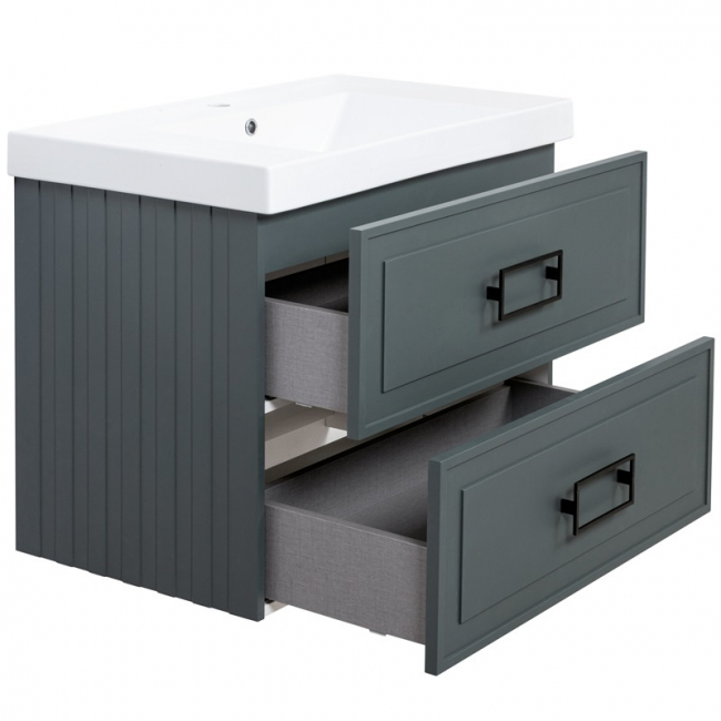 Комплект (тумба+раковина) La Fenice Cubo Twin Blu Grigio 80 см, синяя матовая