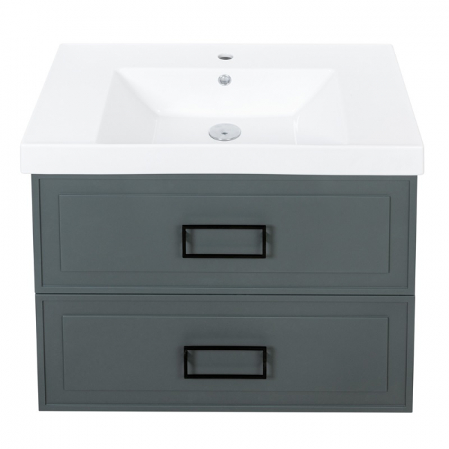 Комплект (тумба+раковина) La Fenice Cubo Twin Blu Grigio 80 см, синяя матовая
