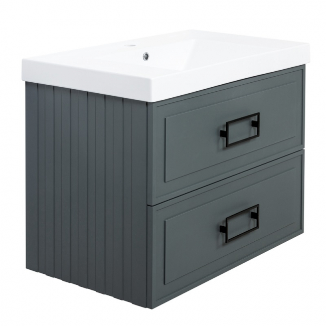 Комплект (тумба+раковина) La Fenice Cubo Twin Blu Grigio 80 см, синяя матовая