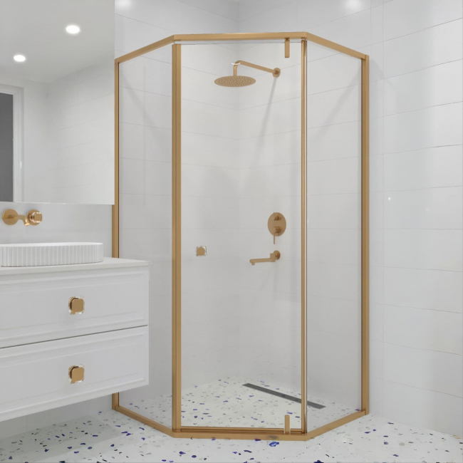 Душевой уголок RGW HO-088-G 350608899-16 (900x900), профиль золото, стекло прозрачное