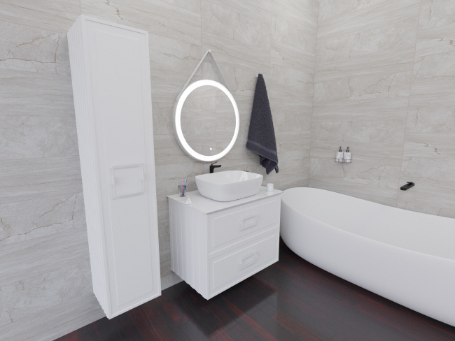 Комплект (тумба+раковина) La Fenice Cubo Twin RUVANN VERY 80 см, белая матовая