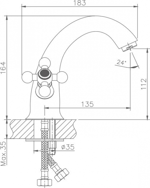 Смеситель для раковины Haiba HB19 HB1019, хром