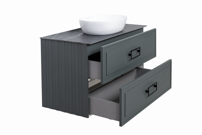 Комплект (тумба+раковина) La Fenice Cubo Twin Grigio 90 см, серая матовая  