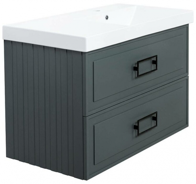 Комплект (тумба+раковина) La Fenice Cubo Twin Blu Grigio 90 см, синяя матовая Комплект (тумба+раковина) La Fenice Cubo Twin Blu Grigio 90 см, синяя матовая