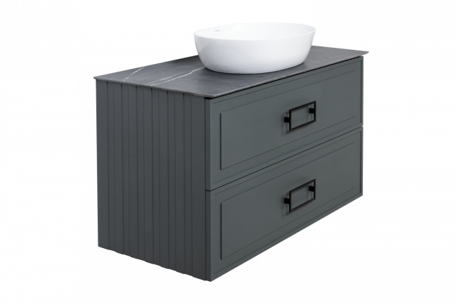 Комплект (тумба+раковина) La Fenice Cubo Twin Blu Grigio 100 см, синяя матовая