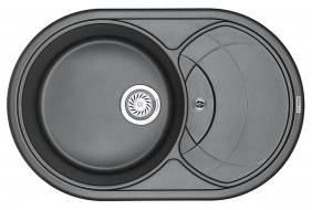 Кухонная мойка Granula 7801, ШВАРЦ (чёрный металлик), кварц