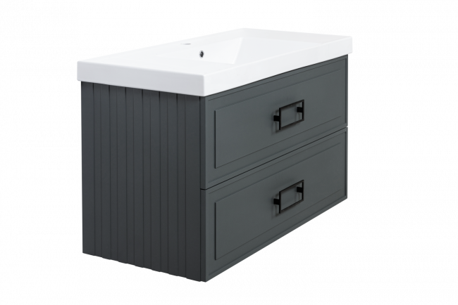 Комплект (тумба+раковина) La Fenice Cubo Twin Grigio 100 см,серая матовая Комплект (тумба+раковина) La Fenice Cubo Twin Grigio 100 см,серая матовая