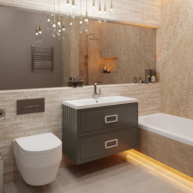 Комплект (тумба+раковина) La Fenice Cubo Twin Grigio 100 см,серая матовая Комплект (тумба+раковина) La Fenice Cubo Twin Grigio 100 см,серая матовая