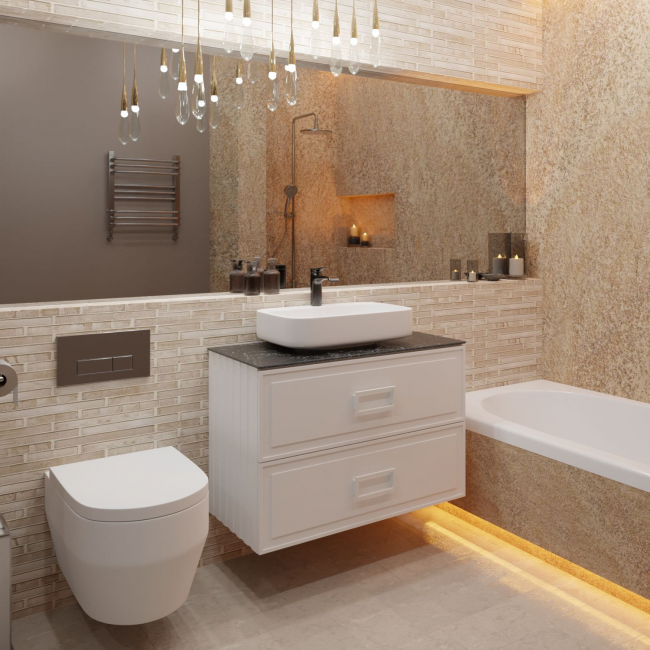 Комплект (тумба+раковина) La Fenice Cubo Twin RUVANN VERY 100 см, белая матовая