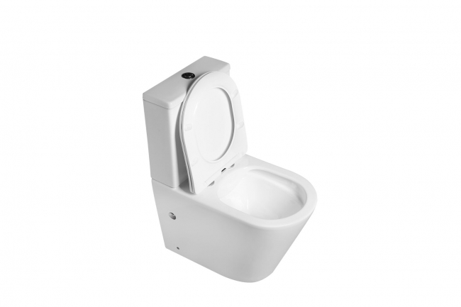 Унитаз SantiLine SL-5014 напольный безободковый (сиденье микролифт) Арматура GEBERIT