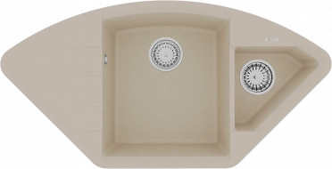 Мойка кухонная Lemark Irkana 980 (9910044) врезная угловая с доп. чашей и крылом, бежевая
