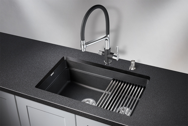 Кухонная мойка Granula KS-7304U, ЧЁРНЫЙ, кварц