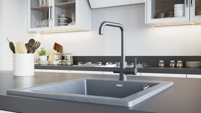 Смеситель для кухни Paulmark Logas Basis Lo213021-402 под фильтр, серый металлик