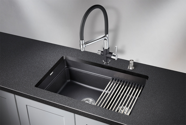 Кухонная мойка Granula KS-7304U, ШВАРЦ (чёрный металлик),  кварц
