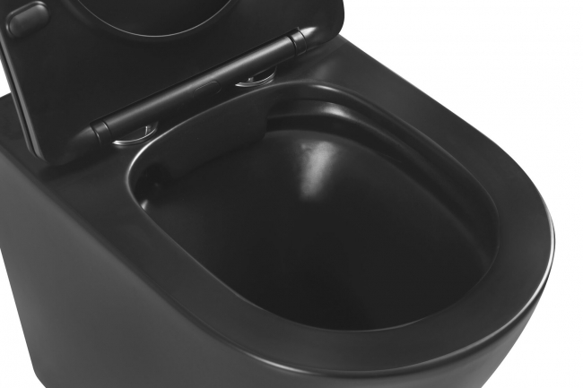 Унитаз SantiLine  SL-5020MB приставной, чёрный матовый безободковый (сиденье микролифт)