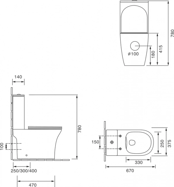 Унитаз SantiLine SL-5022 напольный, безободковый (сиденье микролифт)