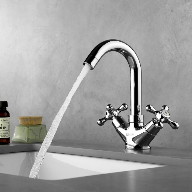 Смеситель для раковины Lemark Standard LM2107C, двухвентильный, хром
