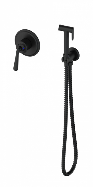 Смеситель с гигиеническим душем WONZON & WOGHAND (WW-88849008-MB), черный матовый 