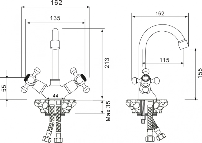 Смеситель для раковины WesnaArt Rassvet RAS02-230, хром 