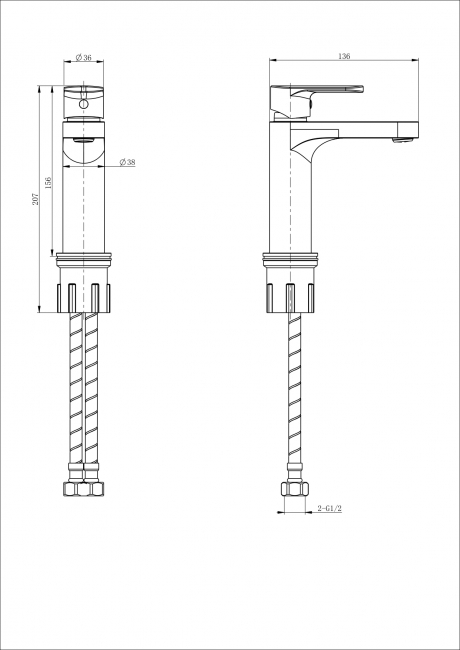 Смеситель для раковины WONZON & WOGHAND (WW-H1032-MW), белый матовый