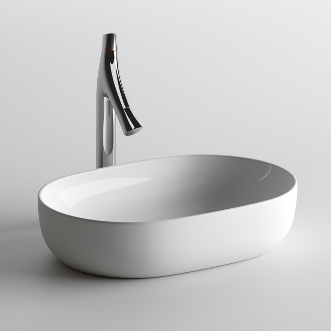 Раковина накладная Ceramicanova Element CN6047 овальная 600*415*135мм (белый)  