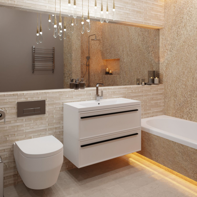 Комплект (тумба+раковина) La Fenice Elba Twin RUVANN VERY 100 см, белая матовая