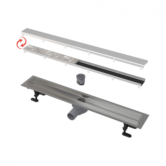 Alcaplast APZ13 750-DOUBLE9 Водоотводящий желоб с двухсторонней решеткой DOUBLE горизонтальный сток Alcaplast APZ13 750-DOUBLE9 Водоотводящий желоб с двухсторонней решеткой DOUBLE горизонтальный сток
