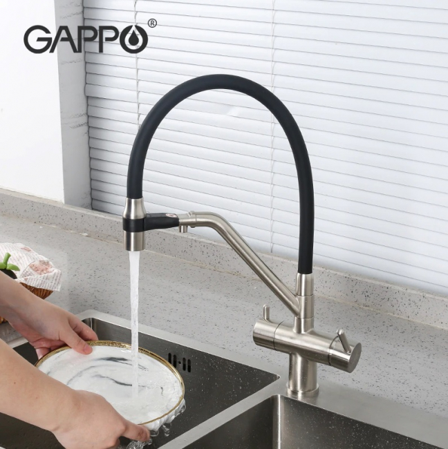 Смеситель для кухни Gappo G4398-85 с фильтром для питьевой воды, сатин