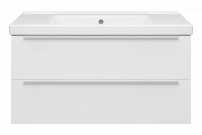 Комплект (тумба + раковина) Misty Карат - 100 (П-Кар09100-01/19-2Я) подвесная, белая Комплект (тумба + раковина) Misty Карат - 100 (П-Кар09100-01/19-2Я) подвесная, белая