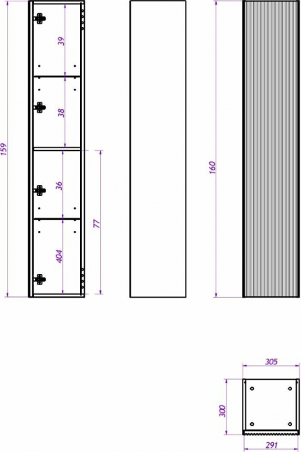 Шкаф-пенал La Fenice TERRA RUVANN VERY 30 см, серый матовый Шкаф-пенал La Fenice TERRA RUVANN VERY 30 см, серый матовый