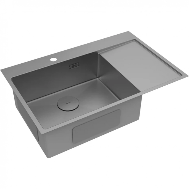 Кухонная мойка Lemark Kezandra 780 (9936151) прямоугольная (78х51) с крылом из нержавеющей стали (чаша слева), графит матовый